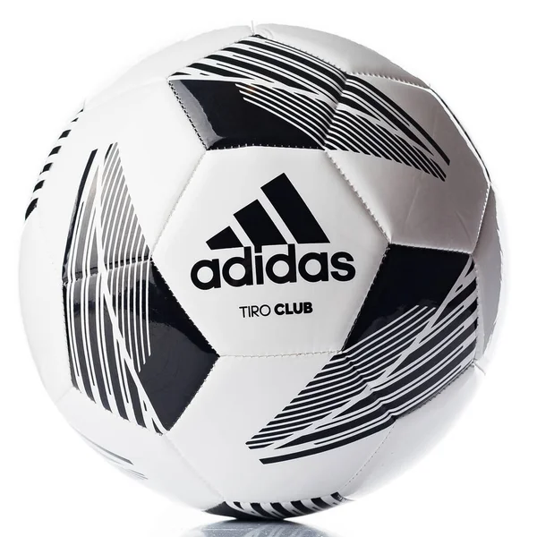 Piłka Nożna Piłka Nożna Adidas Tiro Club Białym Tle Logo — Zdjęcie stockowe