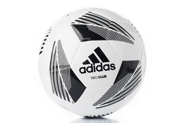 Piłka Nożna Piłka Nożna Adidas Tiro Club Białym Tle Logo — Zdjęcie stockowe