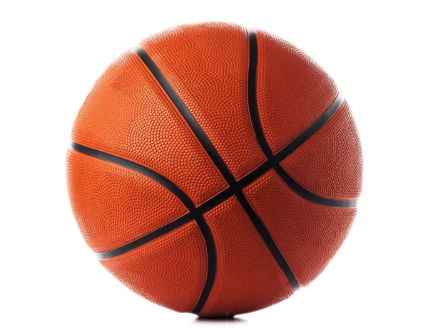 Πορτοκαλί Λαστιχένια Μπάλα Μπάσκετ Απομονωμένη Λευκό Φόντο — Φωτογραφία Αρχείου