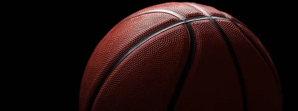 Крупный План Нового Баскетбольного Мяча Черном Фоне — стоковое фото
