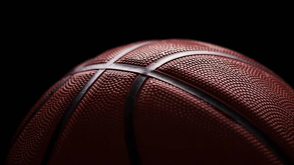 Espalda Retroiluminada Una Pelota Baloncesto Sobre Fondo Negro Banner Horizontal — Foto de Stock