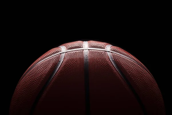 Оранжевый Резиновый Новый Баскетбольный Мяч Черном Фоне Блондинкой Названия Баннера — стоковое фото