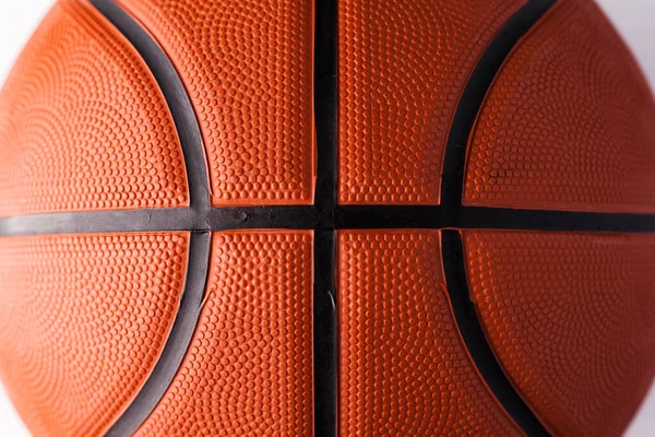 Baloncesto Caucho Naranja Bola Primer Plano Textura Fondo — Foto de Stock