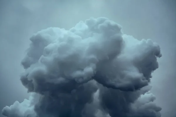 Большое Впечатляющее Облако Облачном Небе Выбросы Завода Загрязнение Воздуха Стоковое Изображение