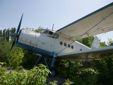 Terk edilmiş eski bir uçak. Terk edilmiş uçaklar..