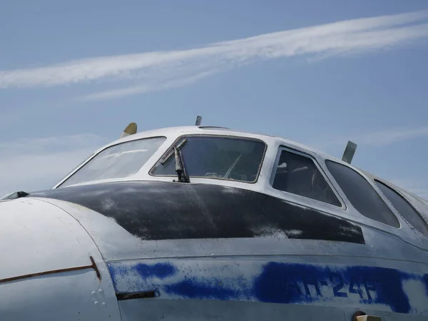 Ancien Avion Passagers Abandonné Avion Cassé Dans Friche — Photo