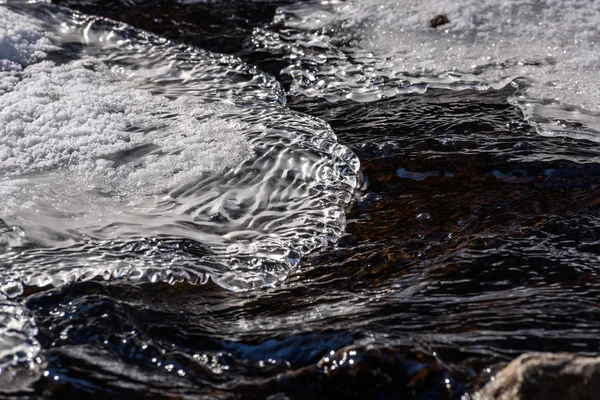 Isvatten istappar mönster flöde — Stockfoto