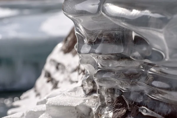 Ice stones shore pattern river — Stock Photo, Image