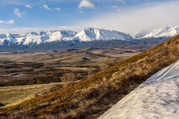 Mountain snow sky clouds valley — Stock Photo, Image