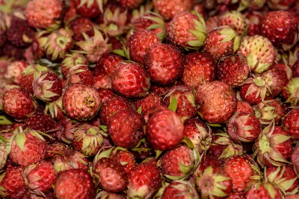 Ljusa Naturliga Frukt Bakgrund Med Ett Gäng Mogna Röda Bär — Stockfoto