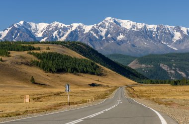 yol dağlar orman kar asfalt 