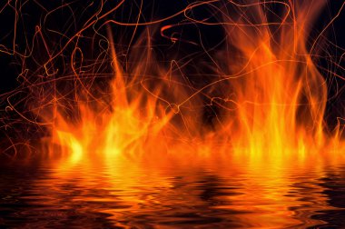 flame fire water reflection clipart