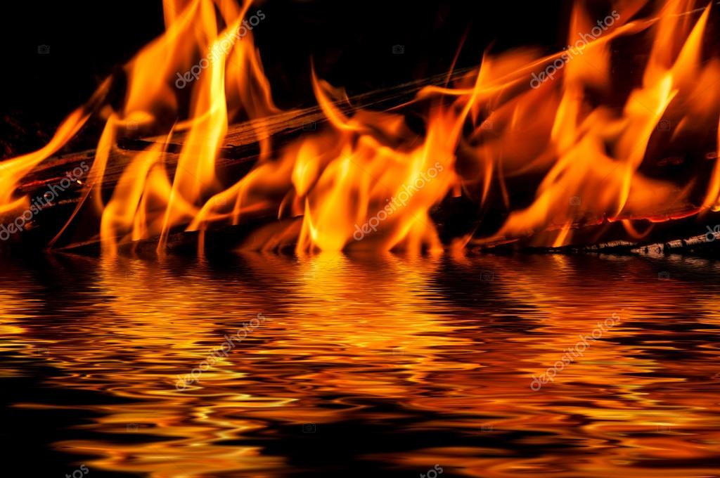 Flame fire water reflection Stock Photo by ©Iri_sha 57499219