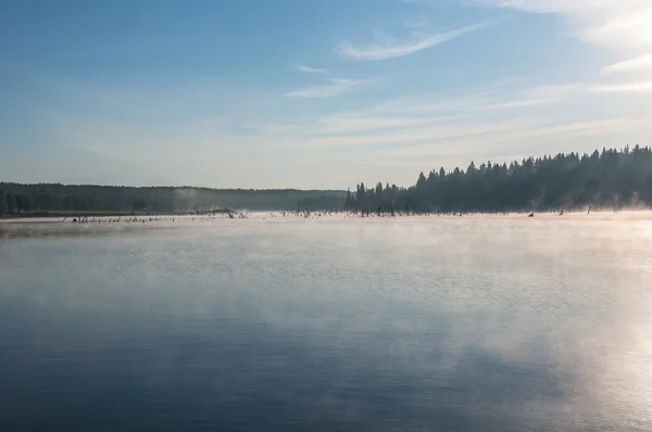 Lago nebbia cielo alba — Foto Stock