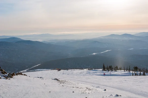 Top view mountain ski slop — Stock Photo, Image