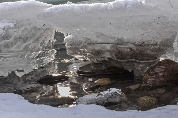 Blocchi di ghiaccio del fiume di montagna — Foto Stock