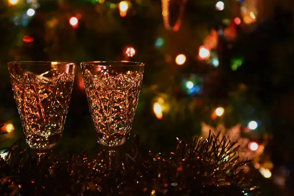 크리스마스 트리 반짝이 조명 안경 — 스톡 사진