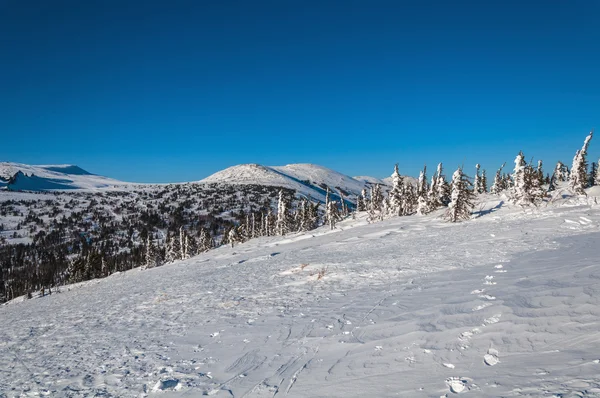 Télen a hó hegy lejtőin — Stock Fotó