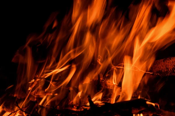 Rot Und Orange Spurts Von Flammen Holzkohle Aus Feuer Holz — Stockfoto