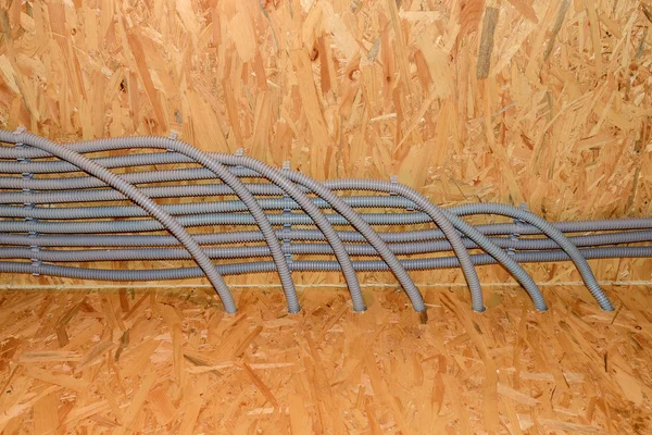 Corrugated pipes construction wire — Stock Photo, Image