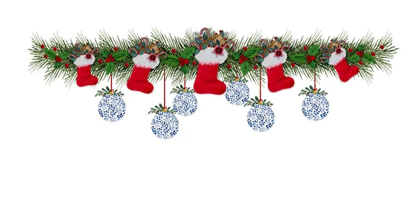 전나무 현수막 디자인을 크리스마스 삽화가 크리스마스 현수막 — 스톡 사진