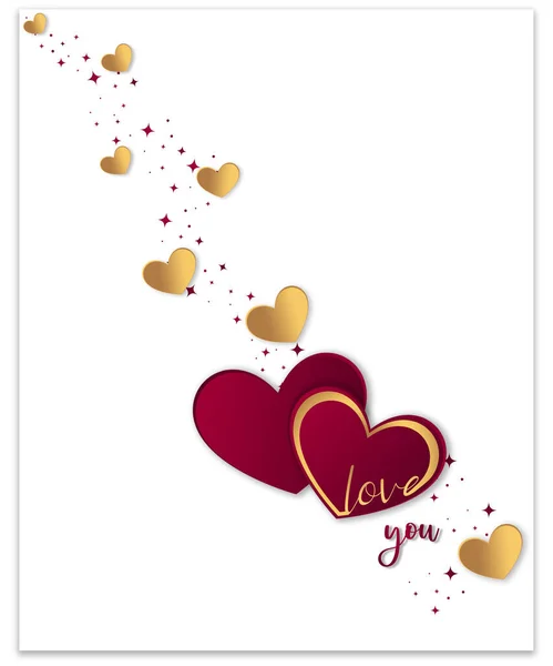 Valentine Hintergrund Mit Phantasievollen Und Romantischen Gold Fliegende Herzen Design — Stockfoto
