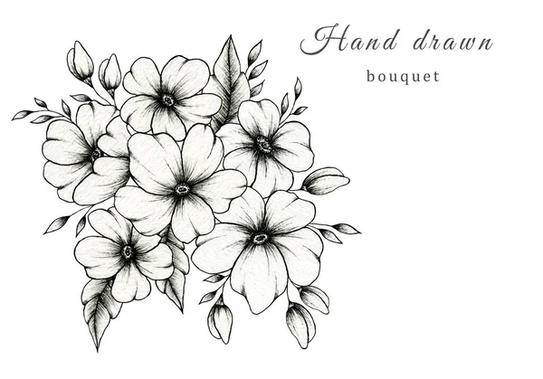 Vintage Buquê Floral Isolado Branco Composição Flor Primavera Desenhado Mão — Fotografia de Stock