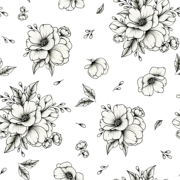 Schöne Florale Kunst Muster Design Vintage Nahtlosen Hintergrund Mit Eleganten — Stockfoto
