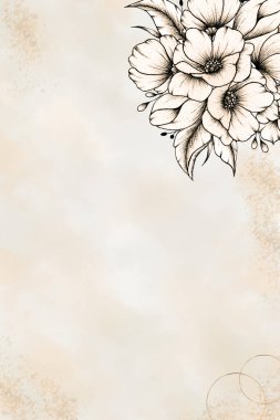 Çiçek desenli çiçek deseni, soyut suluboya sanat arka planı klasik tarzda, bohem tarzı düğün kırtasiyesi, davetiyeler, çiçek posteri, selamlama