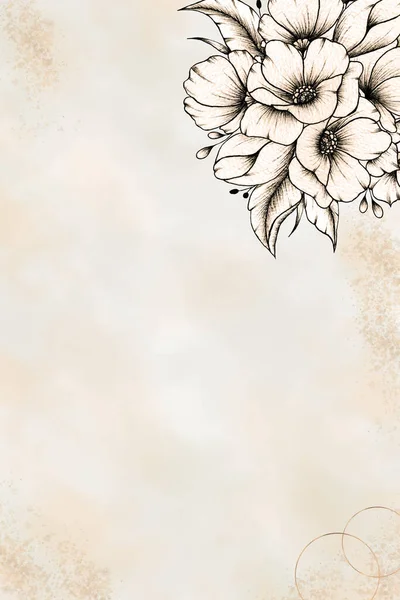 Çiçek desenli çiçek deseni, soyut suluboya sanat arka planı klasik tarzda, bohem tarzı düğün kırtasiyesi, davetiyeler, çiçek posteri, selamlama