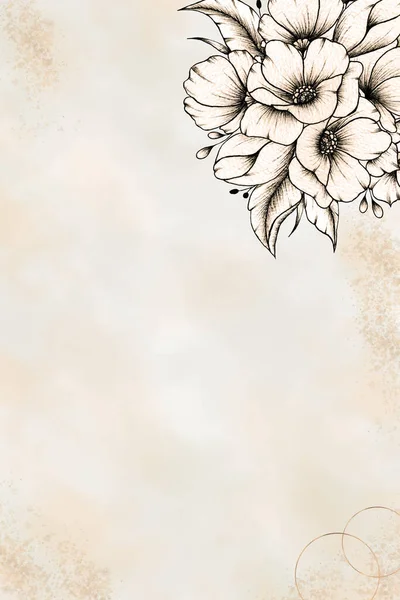 꽃다발 모양의 빈티지 스타일의 수채화 문구에 보헤미안 스타일 초대장 포스터 — 스톡 사진