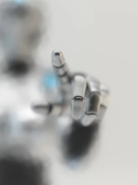 Future technology. Robot woman touch frosted glass. — Stock Photo, Image