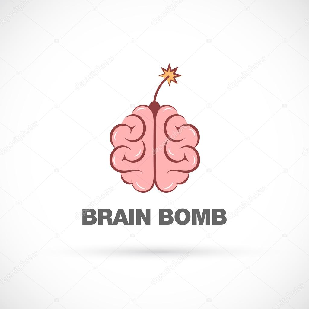 Brain bomb, Logo design vector template.