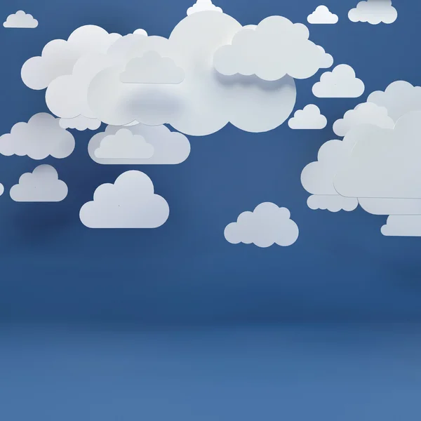 Abstract background composed of white paper clouds over blue. — Stock Photo, Image