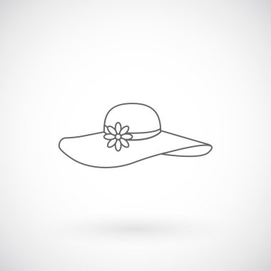 Plaj şapka satırı simgesi, yaz konsepti.