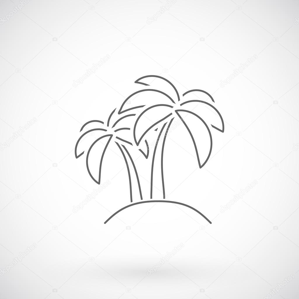 Palm tree icon, thin line style.