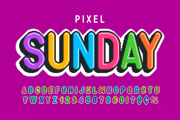 Дизайн векторного алфавіту Pixel, стилізований як у 8- бітових іграх. Висока контрастність і гострий, ретрофутуристичний . — стоковий вектор