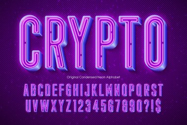 Neon ışığı 3D alfabe, ekstra parlak modern tip..