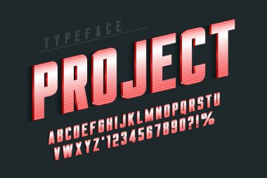 Özgün dalgalı yoğunlaştırılmış alfabe, karakterler ve sayılar ayarlandı.