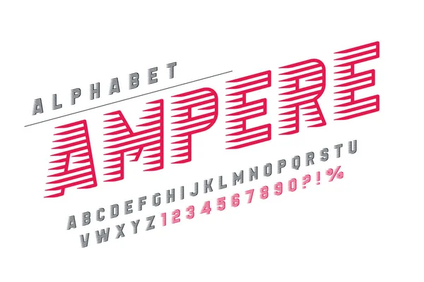다이나믹 디스플레이 문자 디자인, 알파벳, 숫자 세트. — 스톡 벡터