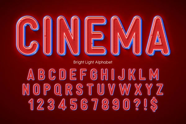 Neonowe światło 3d alfabetu, ekstra świecące origainal typu. — Wektor stockowy