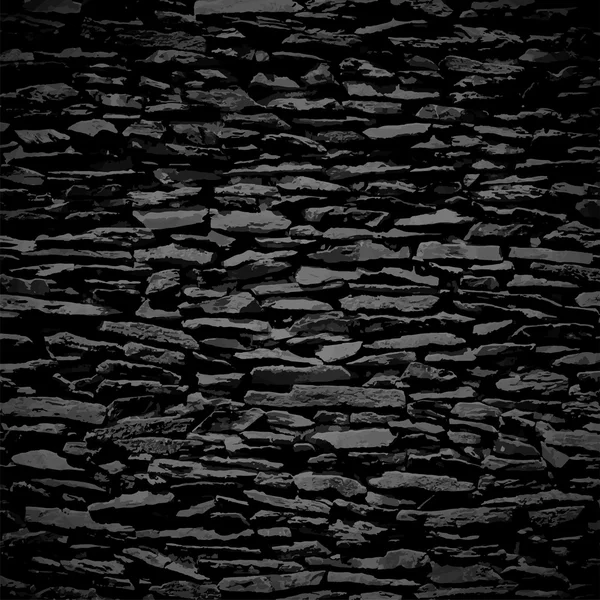 Pared de piedra, textura en relieve negro con sombra — Vector de stock