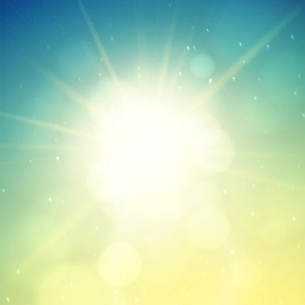 Sommer Hintergrund, Sommersonne mit Linsenschlag — Stockvektor