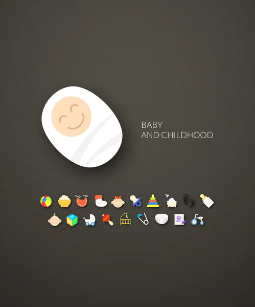 Iconos de bebé e infancia — Vector de stock