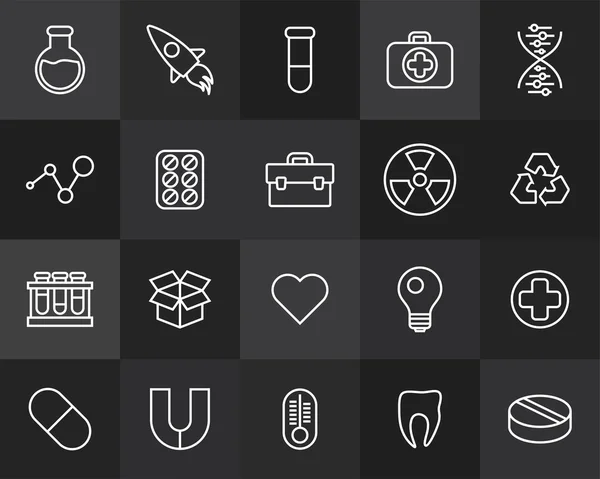 Iconos de ciencia y medicina — Vector de stock