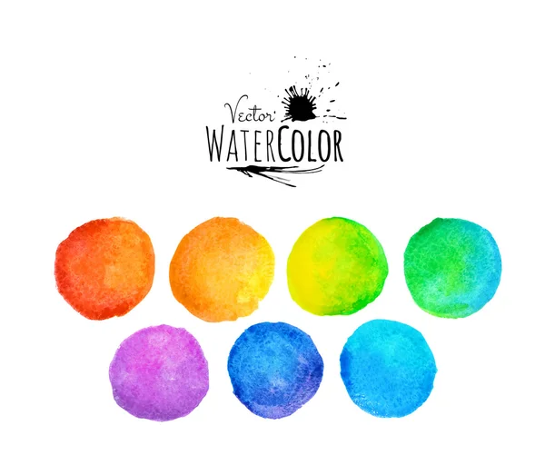 Colorful set vector isolated watercolor paint circles — Stock Vector