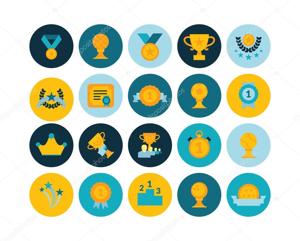 Winning, prizes and awards icons