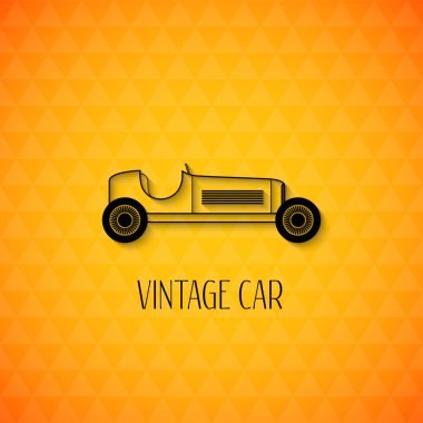 Retro sport racing car, vintage outline style clipart