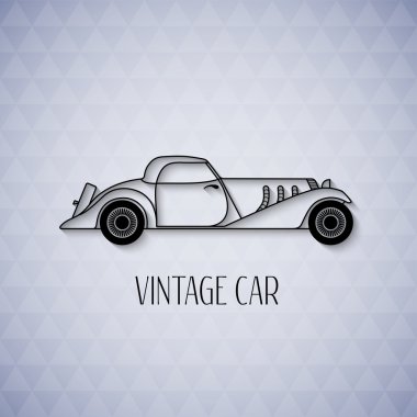 Retro cabriolet spor araba, vintage anahat stili
