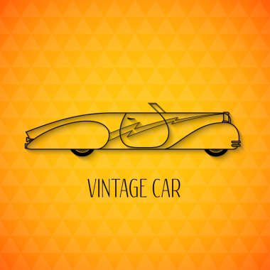 Retro cabriolet spor araba, vintage anahat stili